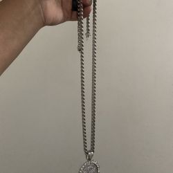 Stainless steel cuban link set with pendant