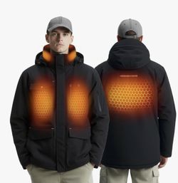 (Medium) InoKraft Heated Jacket for Men with Rechargable Battery and USB-C Cable, Winter Outdoor Soft Shell Electric Heating Coat