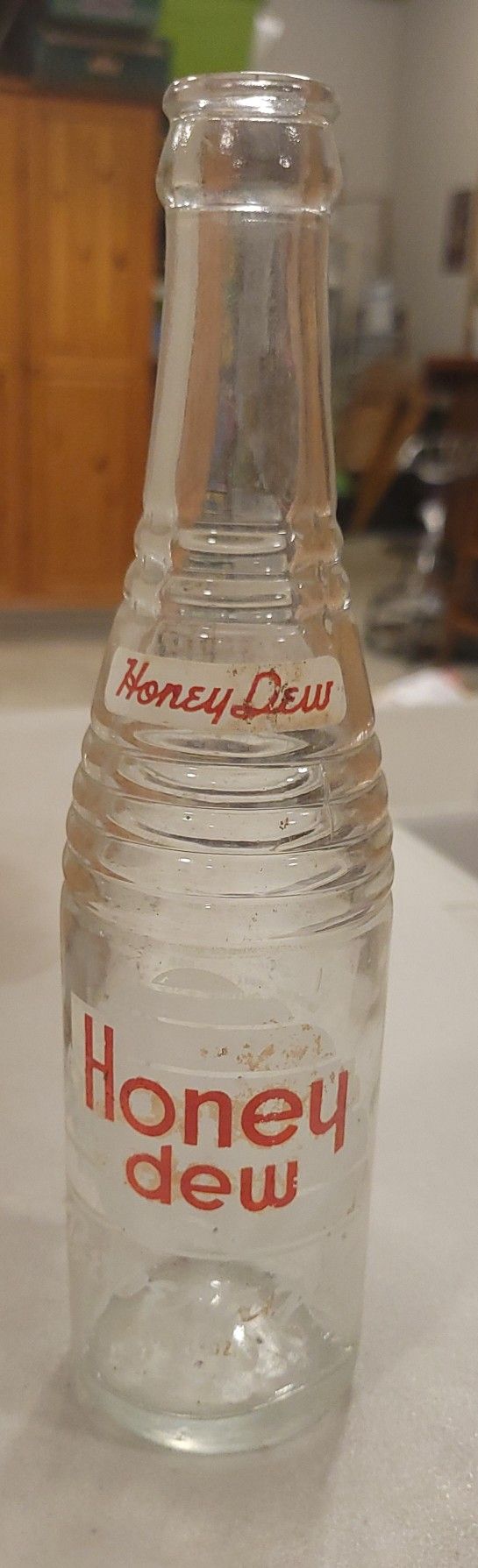 Honey Dew Bottle Clear Glass Vintage Quench Co Seattle WA 1950s
- 10 Oz.