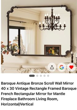 Baroque Antique Bronze Scroll Wall Mirror 40x30