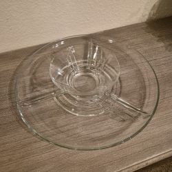 Glass plate with dividers and bowl