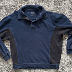 Pendleton Mens Blue Gray 1/4 Button Up Sweatshirt Size Large