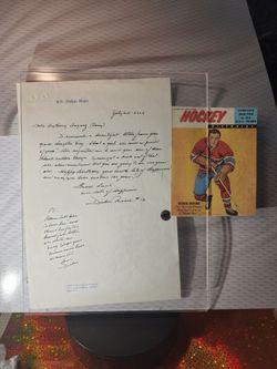 Dickie Moore Hand written signed Letter HHoF Montreal, Toronto W/COA