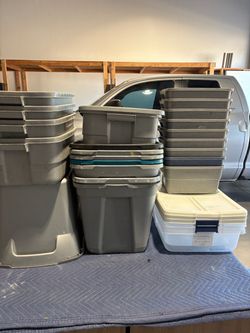Assorted storage bins