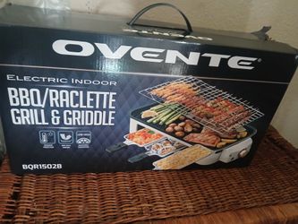 Ovente Electric Indoor BBQ Raclette Grill & Griddle