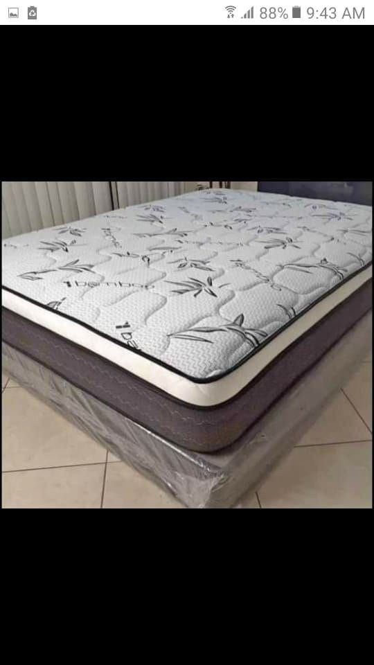 Mattress King size Firm Orthopedic Pillow top + box spring Gift Totally new 🛏🌟🏠