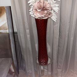 Vase, Flowers And Stand Included 