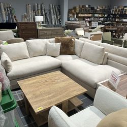 Woven Beige Chaise Sectional 