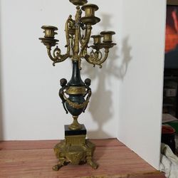 Vintage Brass And Marble  Candelabra  Hollywood Regency Style