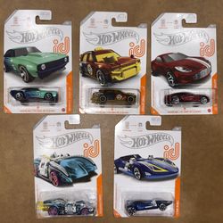 (5) 2017/19 HOTWHEELS ID CARS 1:64 TWIN MILL, Aston Martin One-77, Time Attaxi, ‘69 Coop Camaro, ARACHNOROD 🔥
