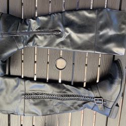 Thigh High Black Leather Boots W Buckle & Braided Design Size 7 