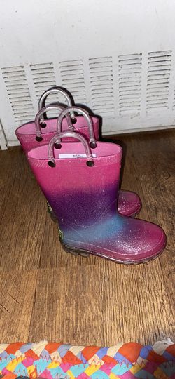 Western chief toddler light up rain boot sz 8 shoe jelly rainbow