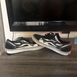 Vans, Size 10.5, Black And White Flame Style 