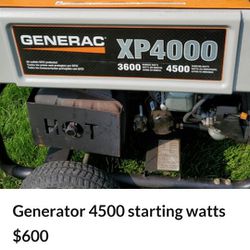 Generator 4500 starting watts