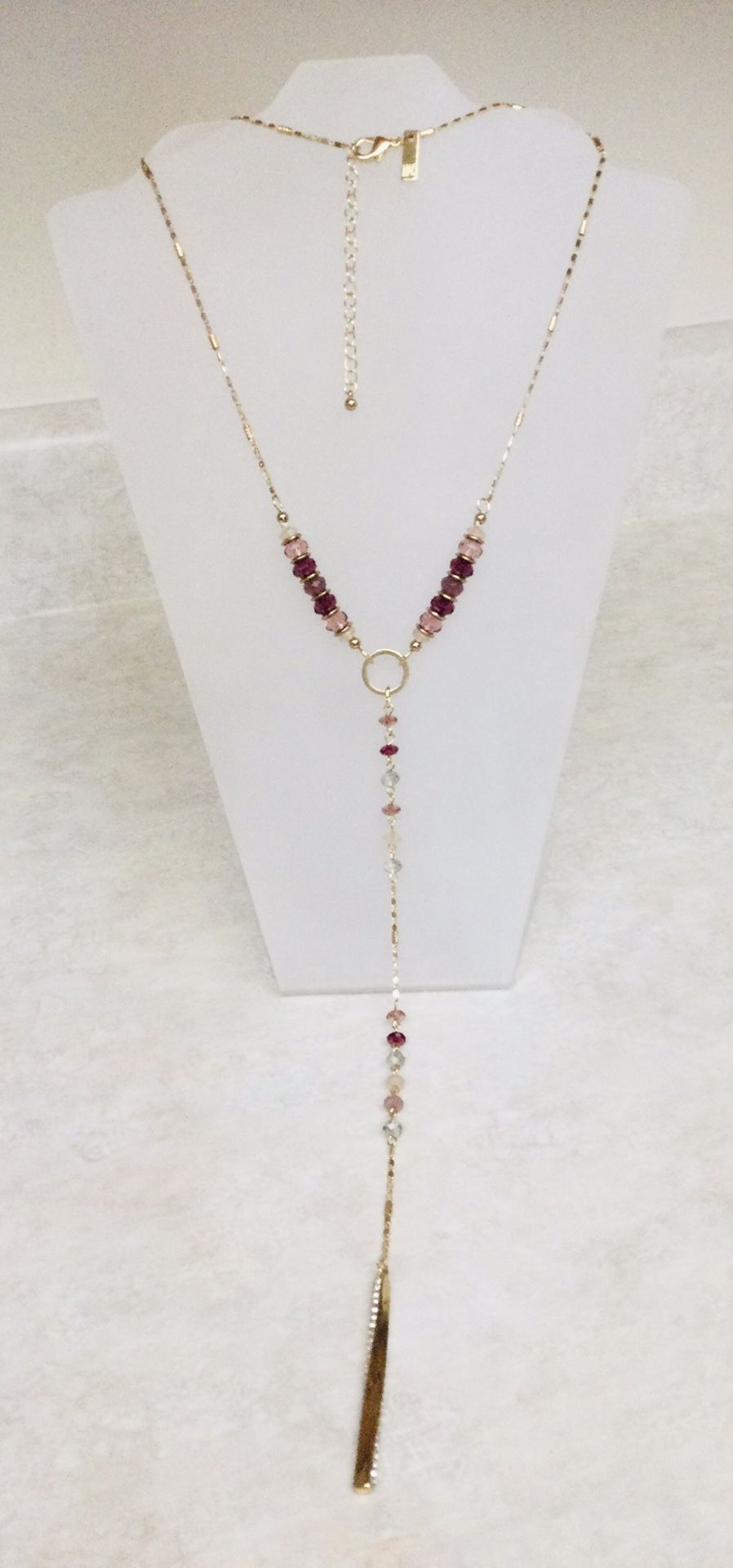 Lariat Necklace with Crystals