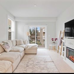 TV Stand With A Fireplace Heater And Bookshelves 