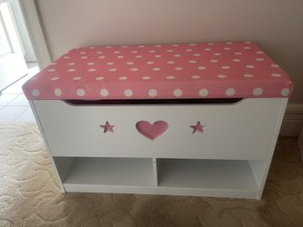 Girl’s Room Organizer Bench Chair Storage For Clothing Toys