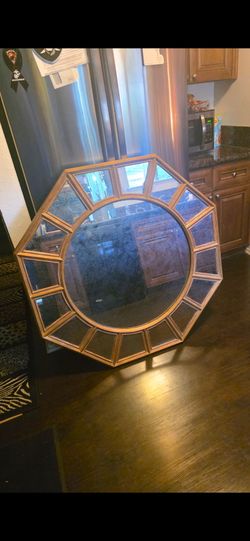 Large Gold Sunburst Wall Mirror 44x44