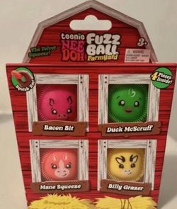 Teenie Nee Doh Fuzz Ball Farmyard 4-Pack