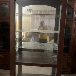 Lighted Curio Display Cabinet with Glass Shelves – Solid Wood