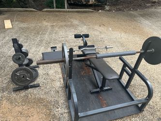 Complete Home Gym Setup - Marcy Machine, Weight Bench & Full Plate Set