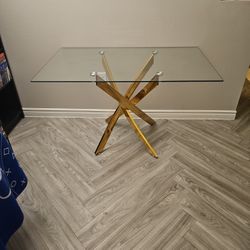 Glass And Gold Table