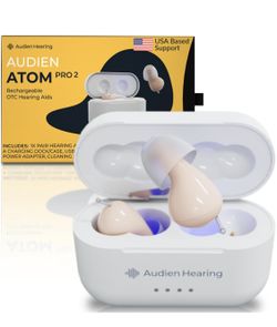 Audien ATOM PRO 2 Wireless Rechargeable OTC Hearing Aid, Premium Comfort Design and Nearly Invisible