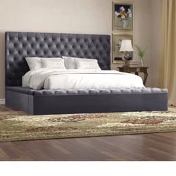 Tufted Storage Queen Bed Grey Gorgeous 