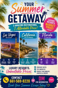 🌴☀️ SUMMER GETAWAY DEALS ARE HERE ☀️🌴  Ready for Vegas lights 🎰, California beaches 🌊, or Florida vibes 🌴 without breaking the bank?  We’ve got l