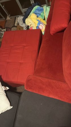 red couch and ottoman
