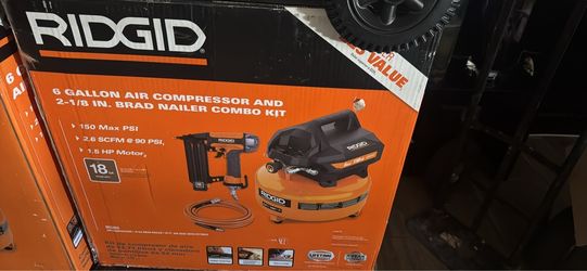 RIDGID 6 Gallon Air Compressor & Brad Nailer Combo Kit