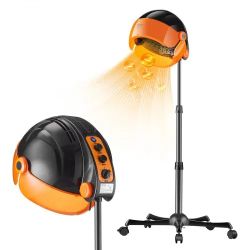 275* Hood Dryer, 1875W Pro Bonnet Hair Dryer, Timer, 3 Temperature Levels & Adjustable Speed, Mobile Floor Stand with Wheels for Salon & Home Spa