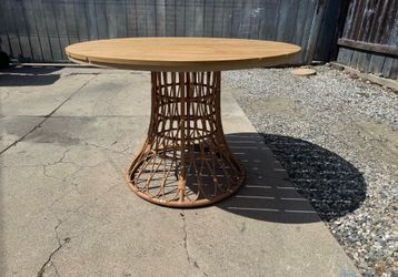 Round wooden outdoor garden  patio table