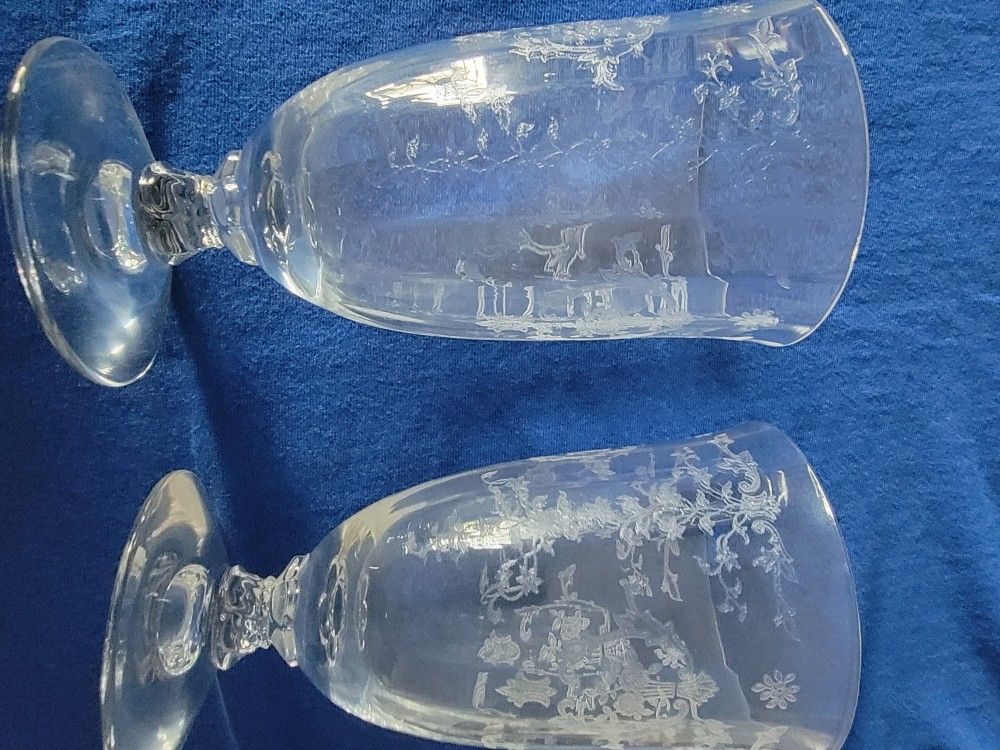 FOSTORIA ETCHED WATER GLASSES 