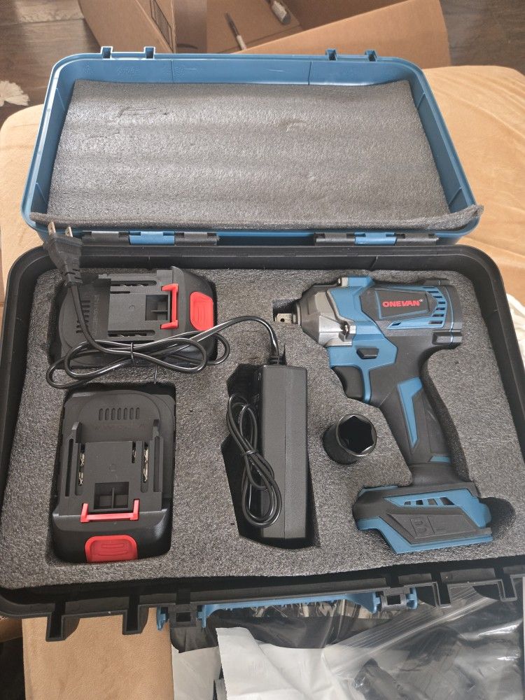 ONEVAN 1/2" 1200N·m Brushless Cordless Impact Wrench, 2 Batteries