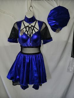 Sexy Blue Metallic Police Halloween Costume Set