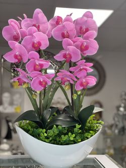 Arreglo floral pink / home decoration / flower with vase white