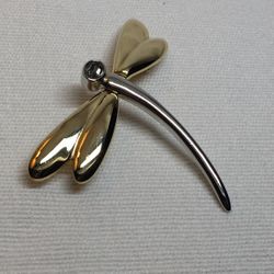 Liz Claiborne Mixed Metals Dragonfly Pin Brooch 