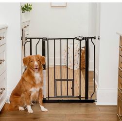 Carlson Pet Gate with Small Pet Door – White – 29–36.5 Inches Wide