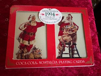New 1994 Coca-Cola nostalgic Santa Playing Cards in Tin