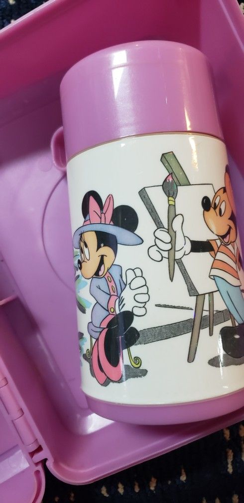 Disney Mickey and Minnie Mouse Lunch Box with thermos Vintage Aladdin $15.00