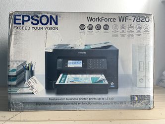 Epson Workforce Pro WF-7820 Wireless All-in-One Wide-Format Printer with Auto 2-Sided Print 13" x 19", Copy, Scan & Fax, 50-Page ADF, Large Black