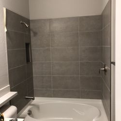 Shower doors and tile installation