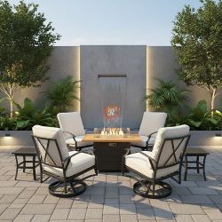 Patio Furniture Set Outdoor Swivel Chair With Fire Pit