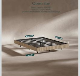 New Never Used Evermagin Oak Queen Floating Bed Frame with led Lights, Bohemia Fluted 10 Inch High Floating Platform Bed No Headboard, Heavy Duty Meta