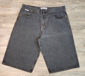 Rocawear Jeans Shorts Men 40x15 Grey Faded Y2K Grunge Baggy Hiphop Skater Vtg