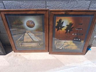 Wood frame underglass wall art