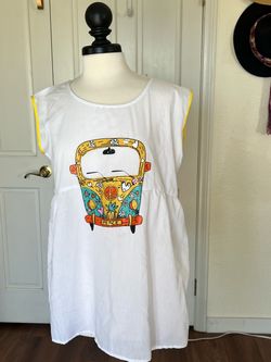 White Boho Peace Van Graphic Mini Dress