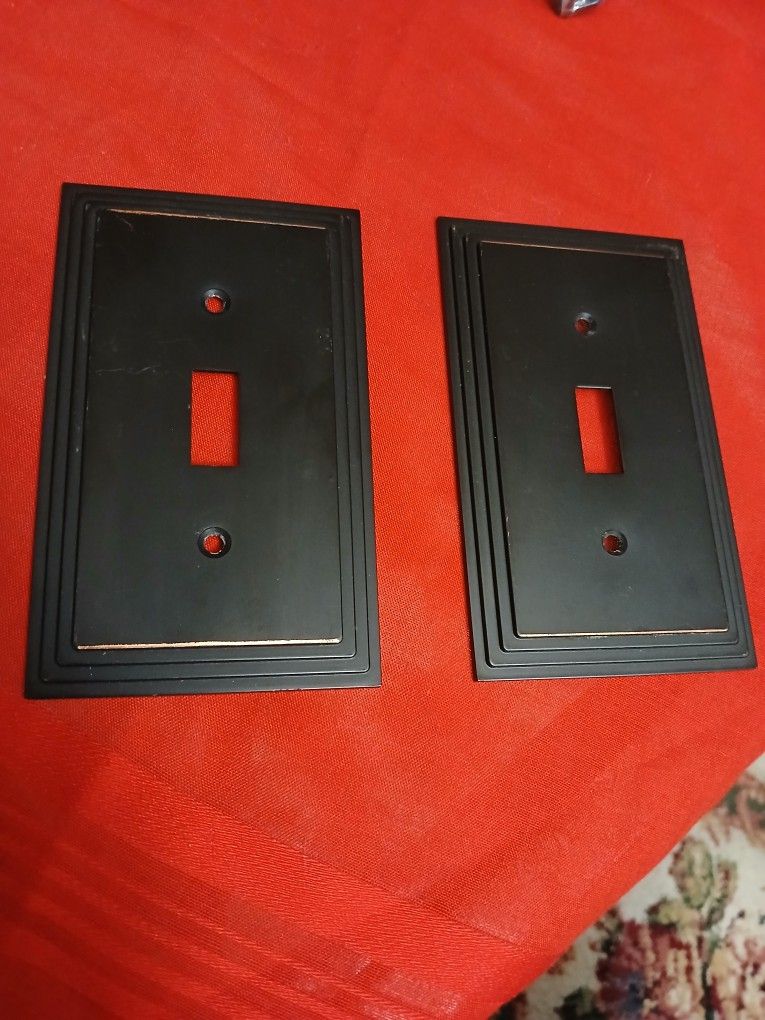2 Black Metal Light Switch Covers