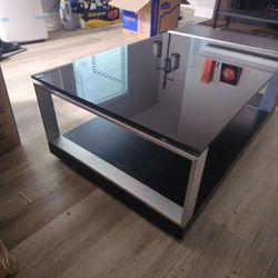 Modern Coffee Table with Black Glass Top